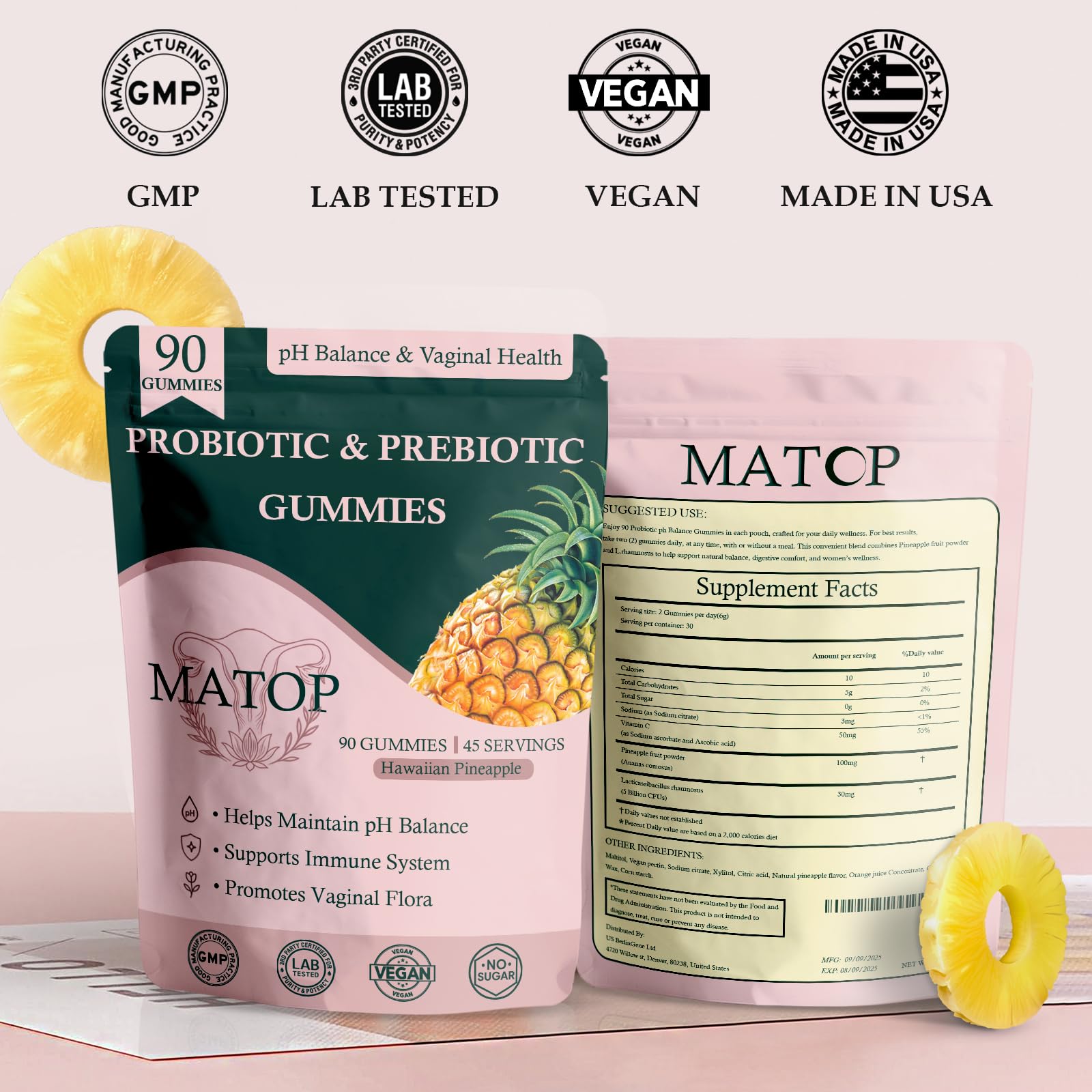 MATOP gomitas con fórmula suave sin arándano aptas para estómagos sensibles.