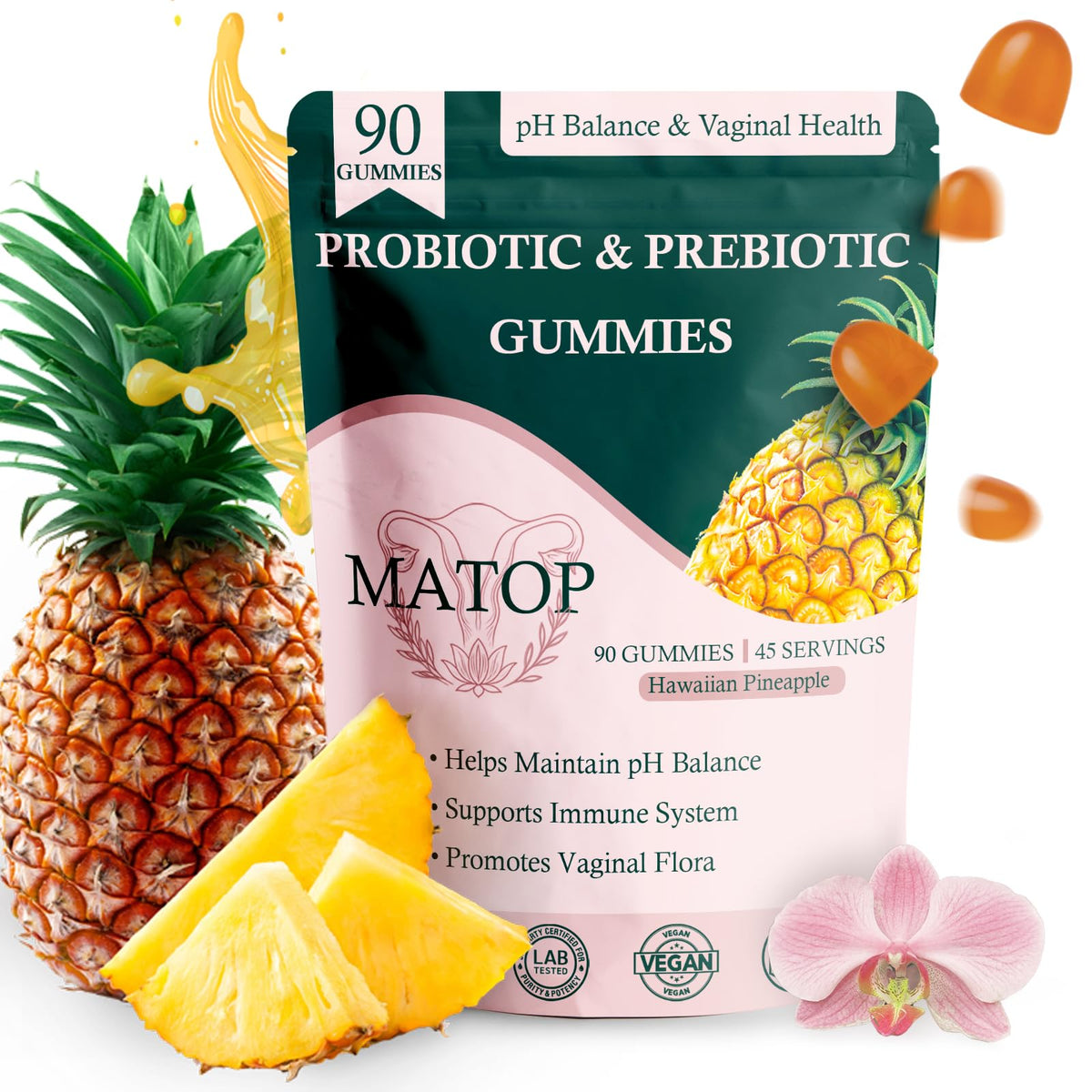 MATOP gomitas probióticas para equilibrio de pH y bienestar diario.
