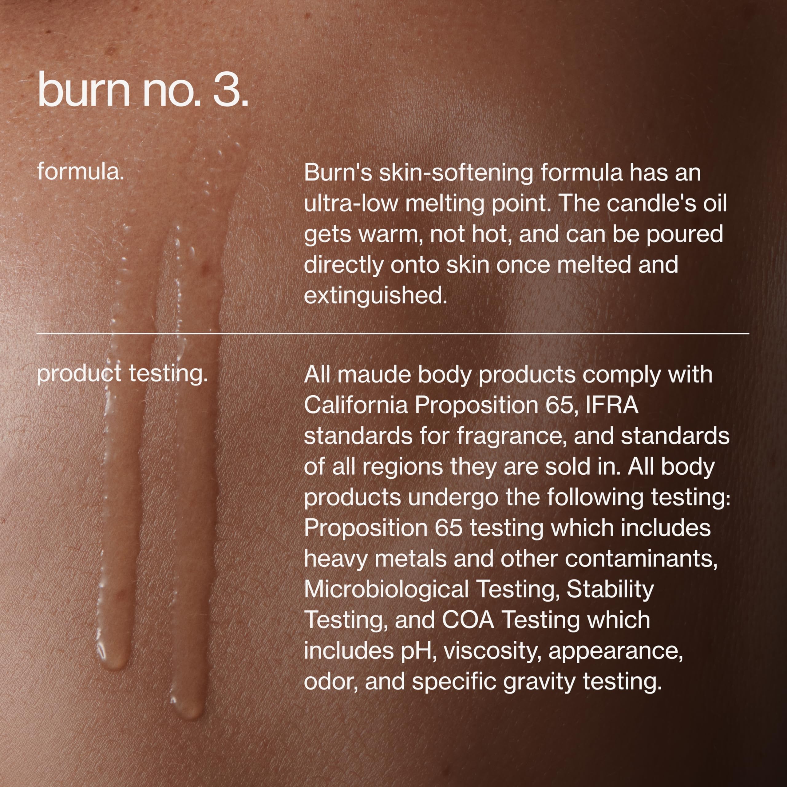 Ritual de cuidado corporal con Maude Burn No. 3 y aceites nutritivos.