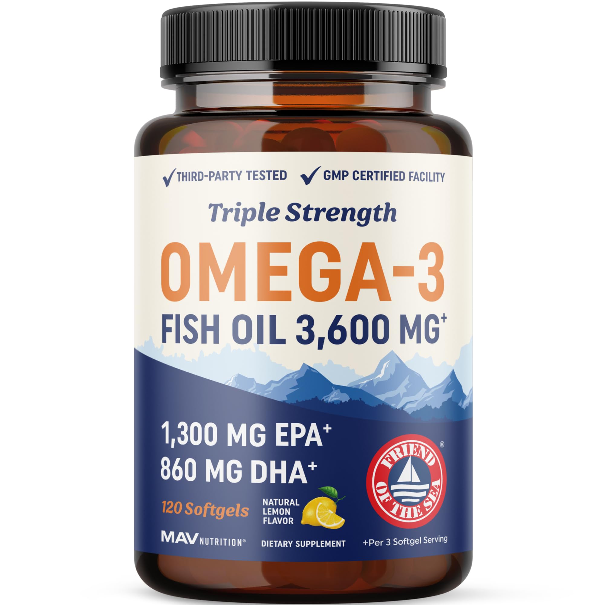 MAV NUTRITION cápsulas omega3 cítrico, consumo diario fácil y agradable
