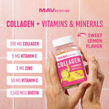 Gomitas MAV Nutrition con vitamina C y zinc, para piel saludable.