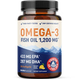MAV NUTRITION Omega3 triple strength, botella con cápsulas, apoyo al cerebro y visión diaria.