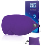 Mavogel mascara de ojos morada, vista frontal para dormir cómodo y sin luces.