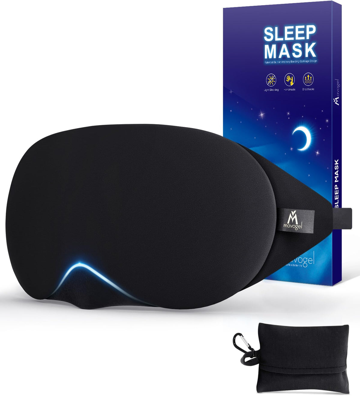 Mavogel máscara de sueño de algodón con diseño actualizado para dormir cómodo