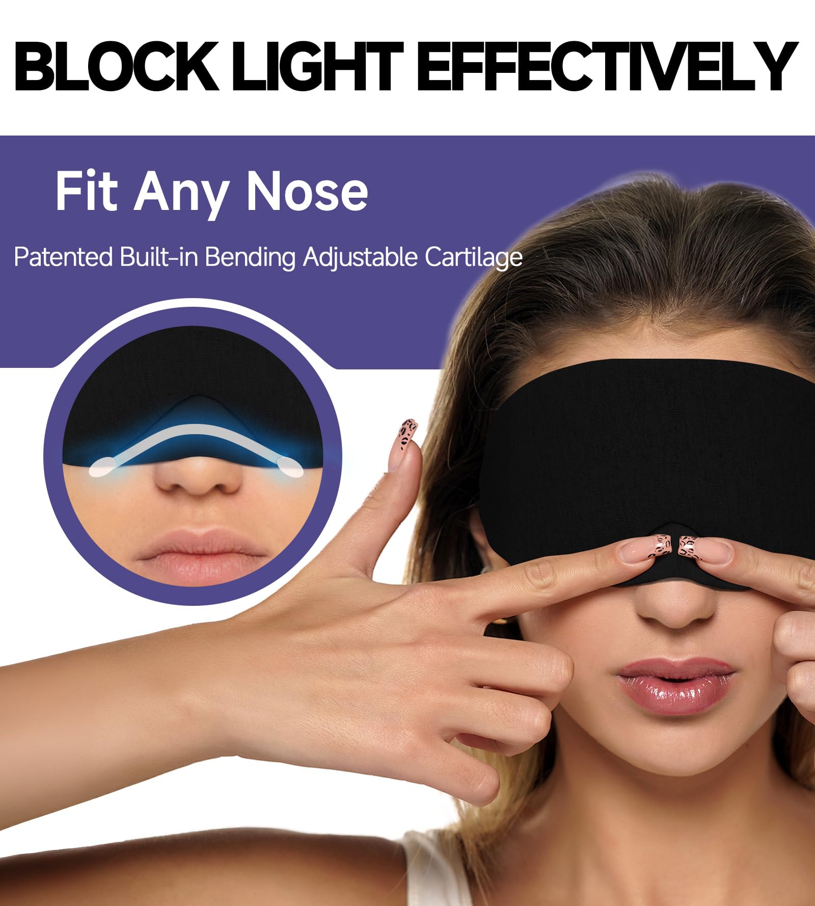 Mavogel máscara con puente nasal ajustable para bloquear la luz