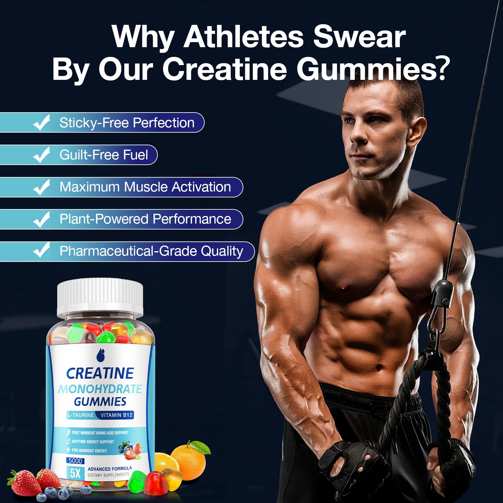 MaxHemp gominolas creatina monohidratada, absorcion rapida para entrenamientos intensos.