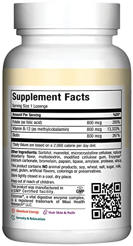 Pastilla Maxi Health B12 disolviéndose sublingual para absorción rápida