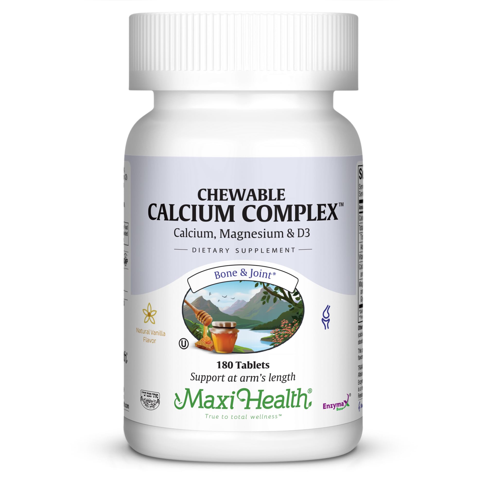  Maxi Health Calcio Complejo Vanilla: tabletas masticables para ingesta diaria conveniente.