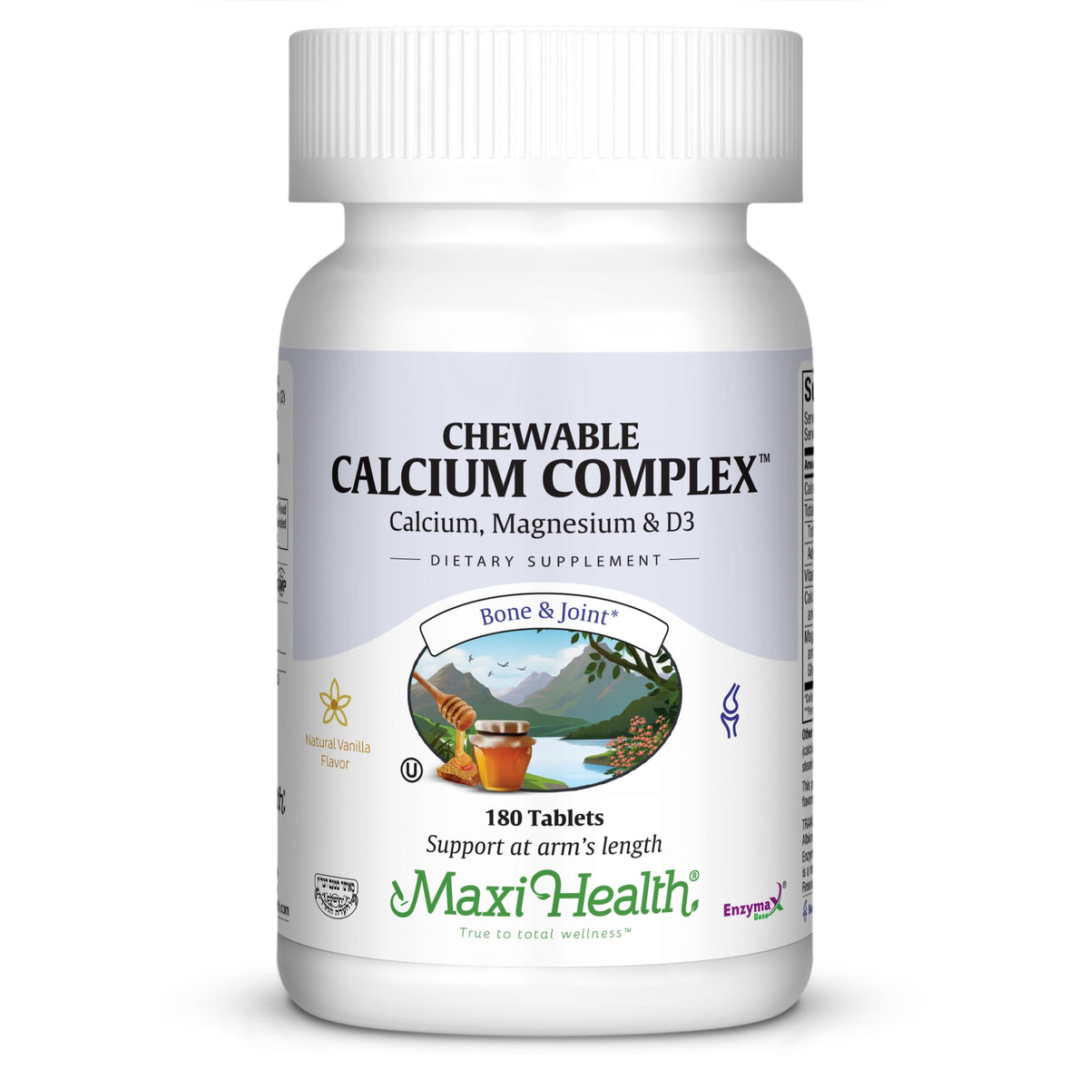  Maxi Health Calcio Complejo Vanilla: tabletas masticables para ingesta diaria conveniente.