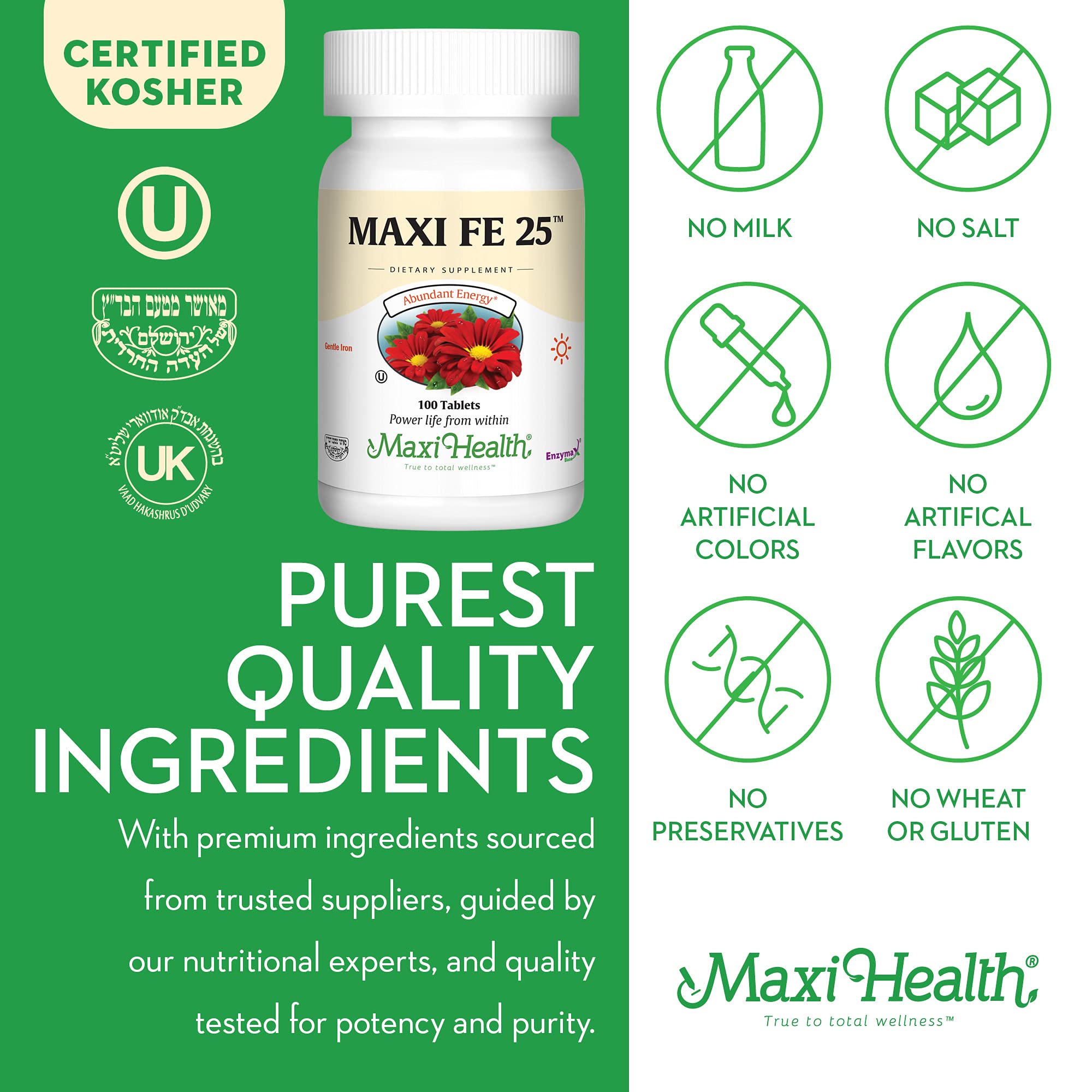 Maxi Health certificado Kosher y vegetariano en el envase