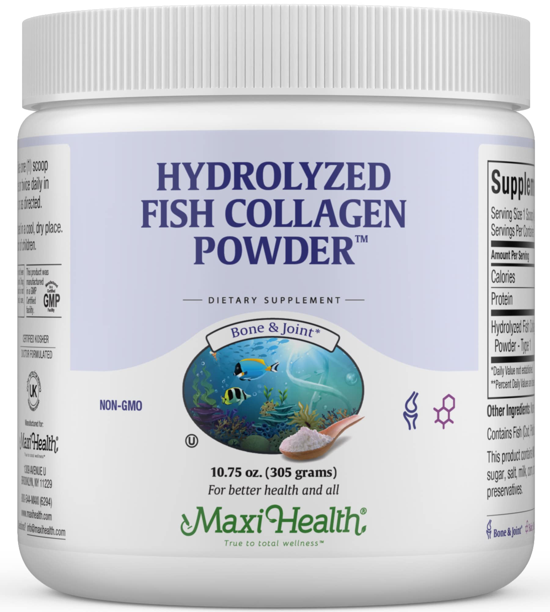 Maxi Health Collagen Peptides, polvo marino sin sabor, ideal para mezclar en bebidas