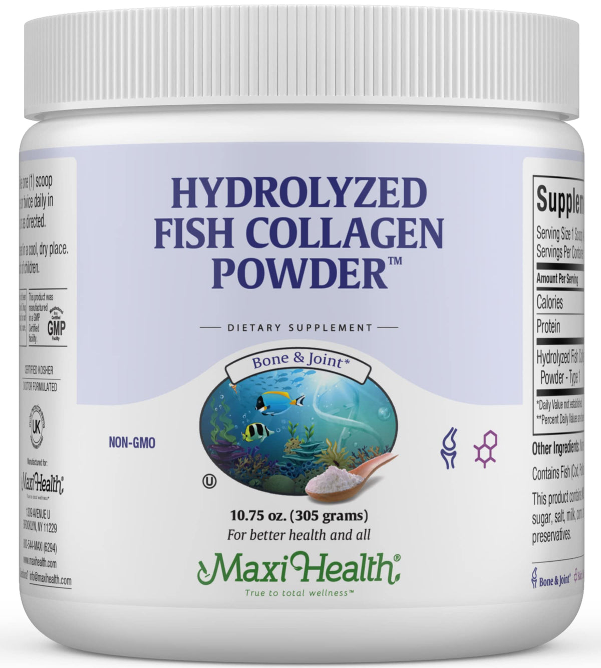 Maxi Health Collagen Peptides, polvo marino sin sabor, ideal para mezclar en bebidas