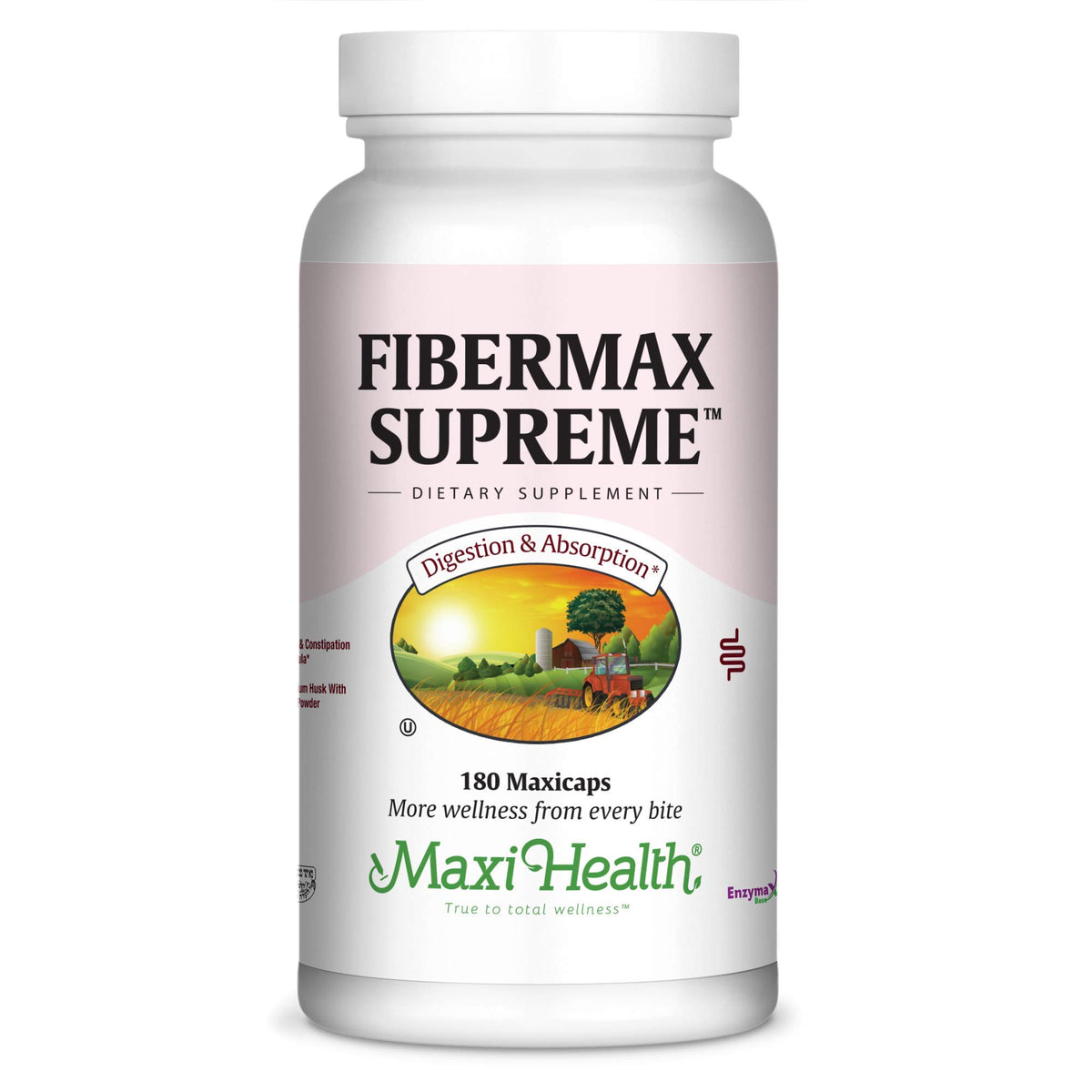 Maxi Health Fibermax Supreme cápsulas de psyllium para digestión suave y regularidad diaria