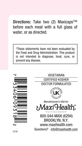 Maxi Health Fibermax Supreme apto para vegetarianos y kosher, sin gluten ni aditivos