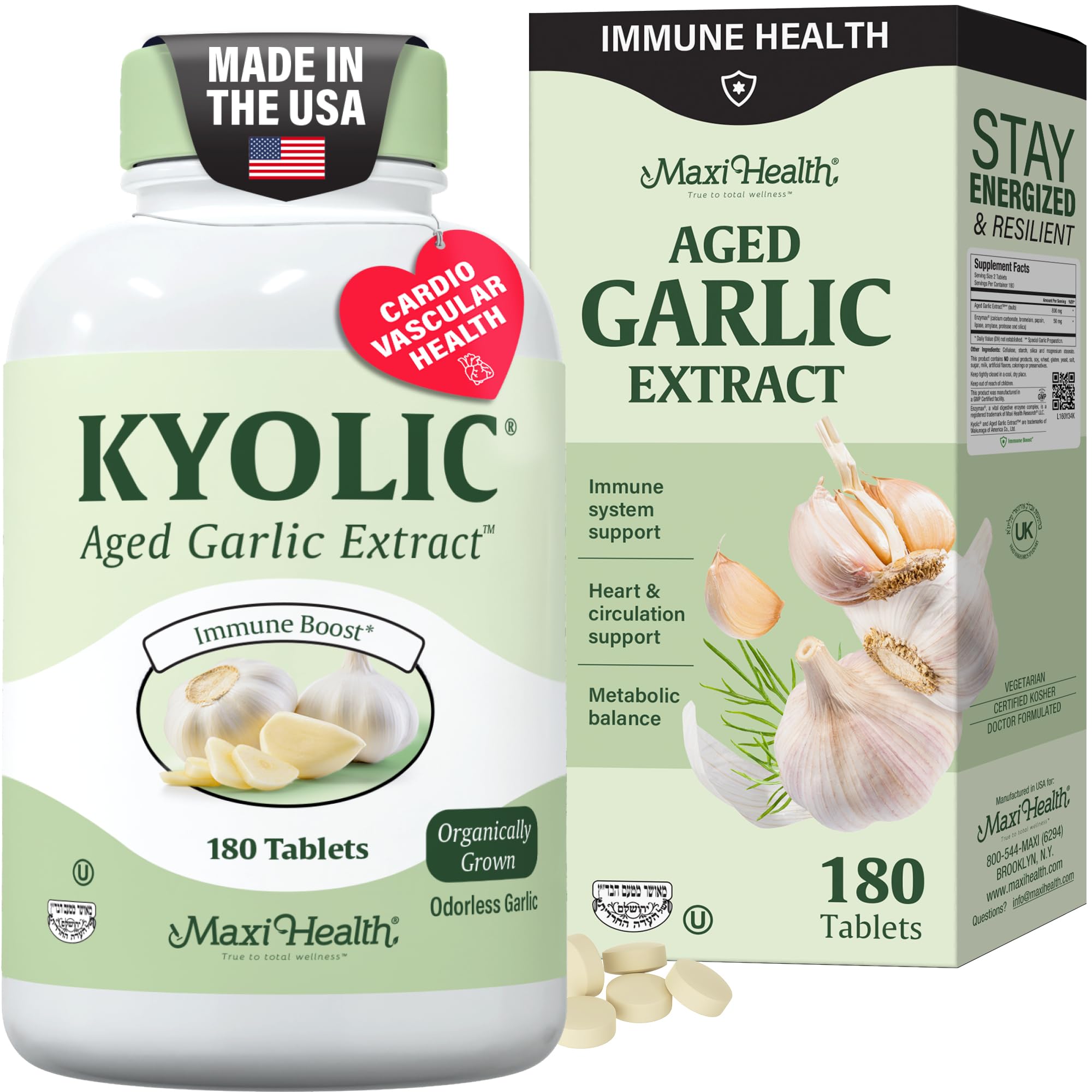 Maxi Health Kyolic Ajo Orgánico: tabletas para apoyo inmunitario diario