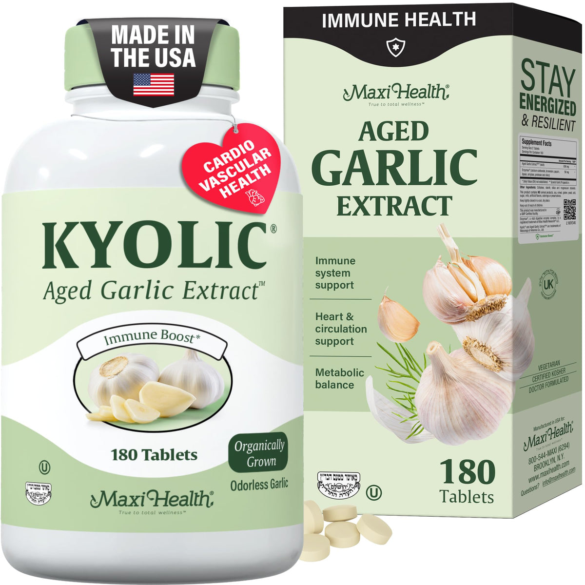 Maxi Health Kyolic Ajo Orgánico: tabletas para apoyo inmunitario diario
