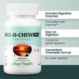 Enzymax mejora la absorción en Maxi Health Mel-O-Chew para una experiencia más eficiente.