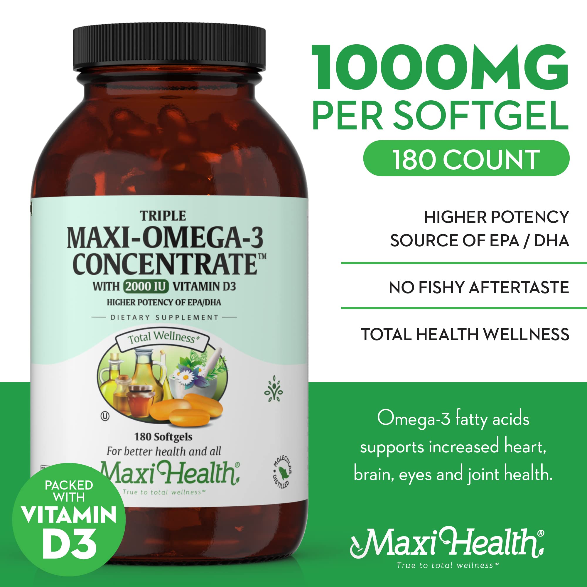 Cápsulas Maxi Health Omega 3 en blíster para apoyo diario