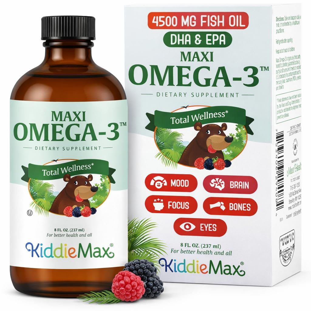 Maxi Health Omega-3 para niños, sabor fruta, adecuada ingesta diaria