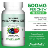 Cápsulas blandas Maxi Health Omega Yums, 1000 mg, fáciles de masticar.