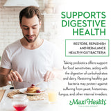 Maxi Health Probiotics sin lácteos, aptos para dietas libres de lactosa.