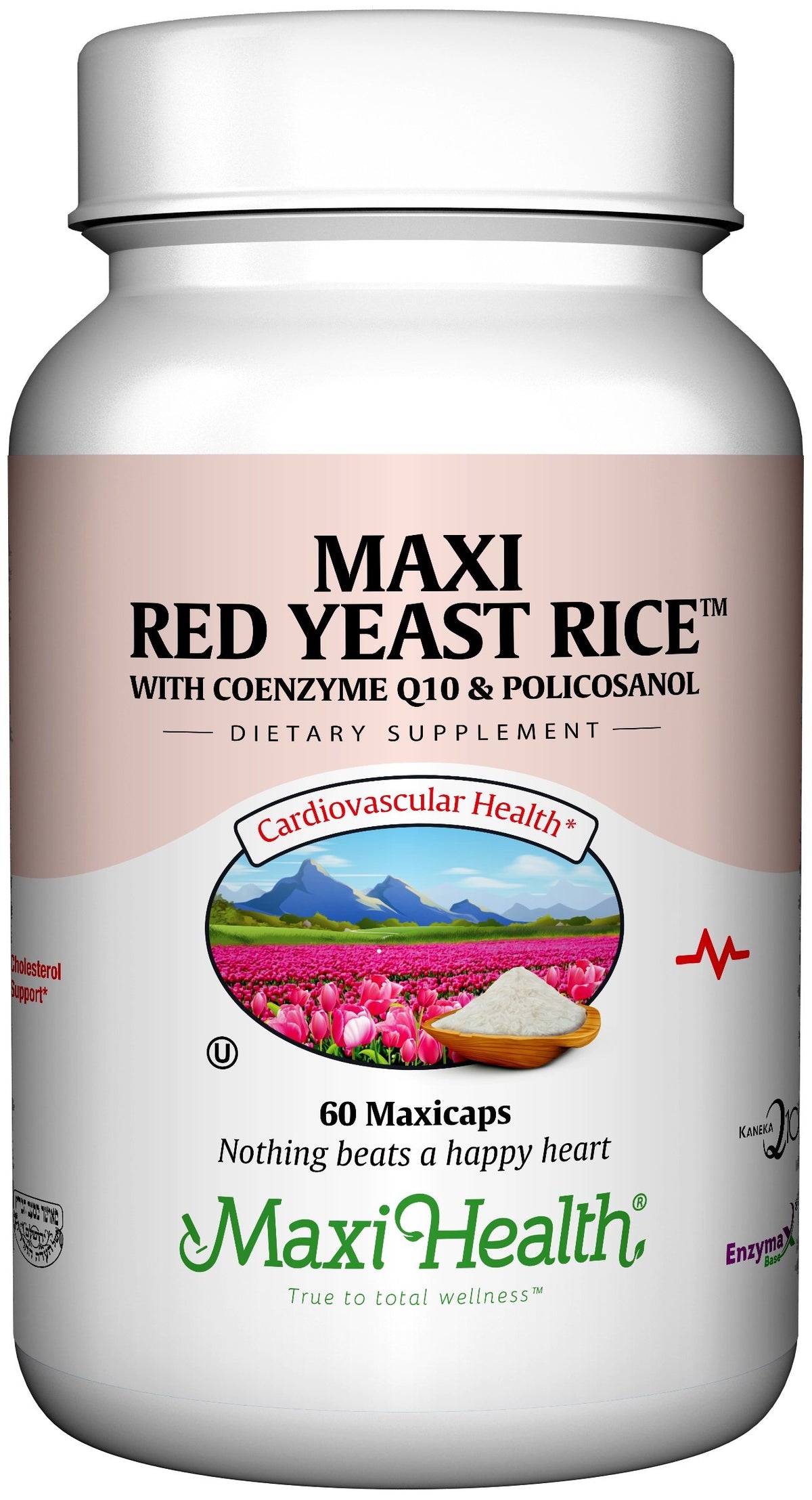 Maxi Health arroz de levadura roja 600 mg, vertido de la botella, apoyo diario para el corazón