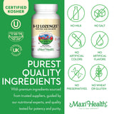 Sin ingredientes artificiales, Maxi Health B12 para energía natural.