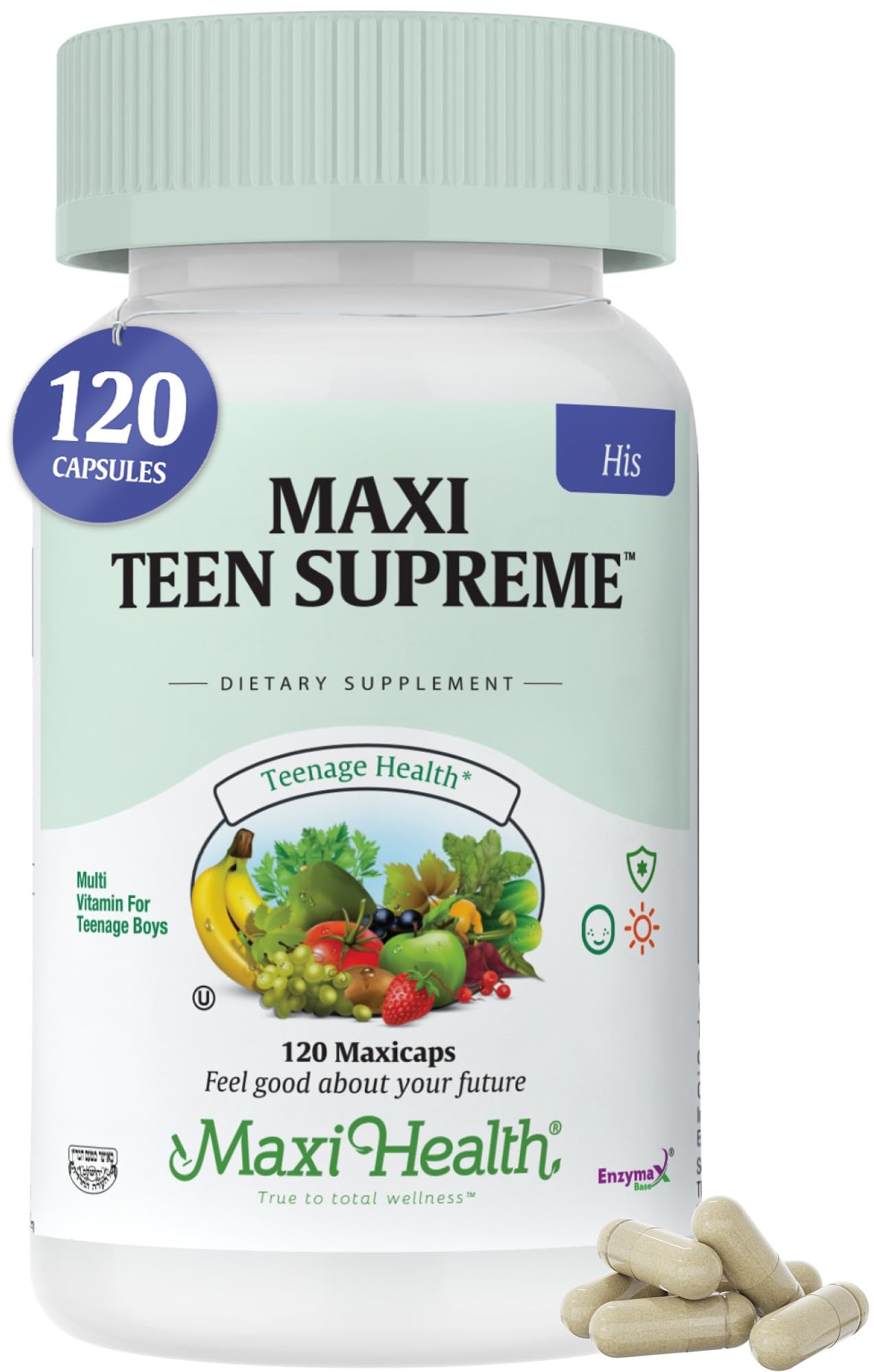 Maxi Health Teen Multivitaminas cápsulas: apoyo general durante crecimiento y actividad diaria.