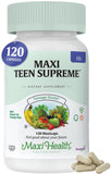 Maxi Health Teen Multivitaminas cápsulas: apoyo general durante crecimiento y actividad diaria.