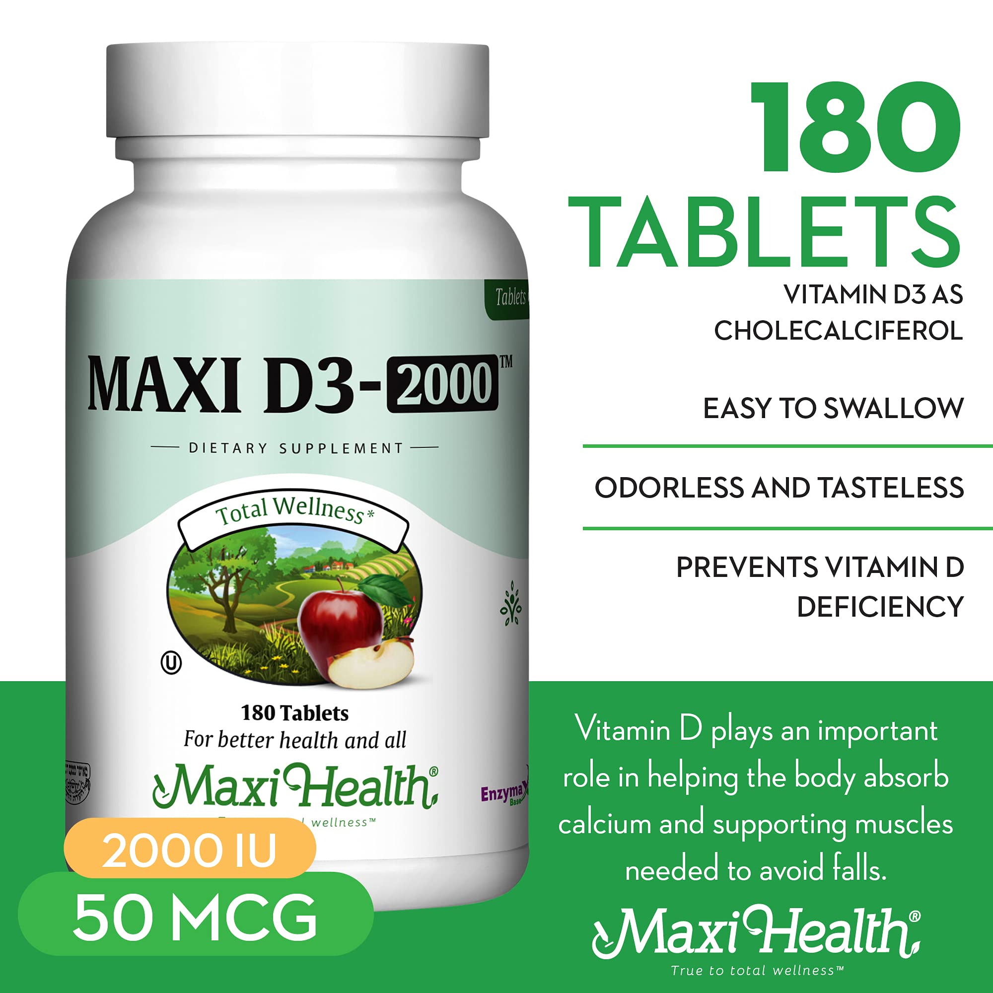 Maxi Health Vitamina D3 2000UI: botella en uso, fácil de incorporar a la rutina