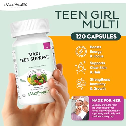 Maxi Health vitaminas adolescents etiquetas detalladas muestran nutrientes clave