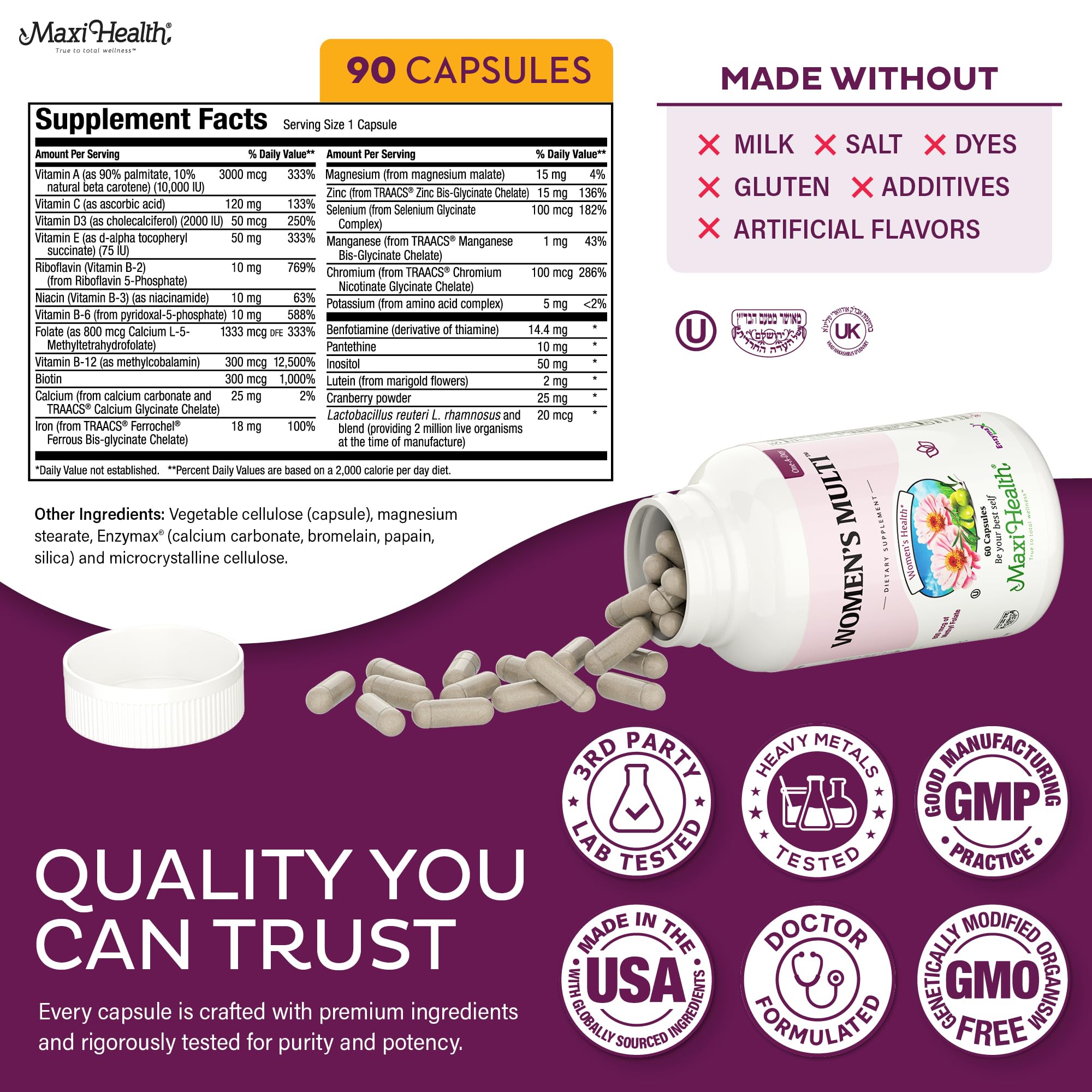 Capsulas en una dosis de Maxi Health para mujeres