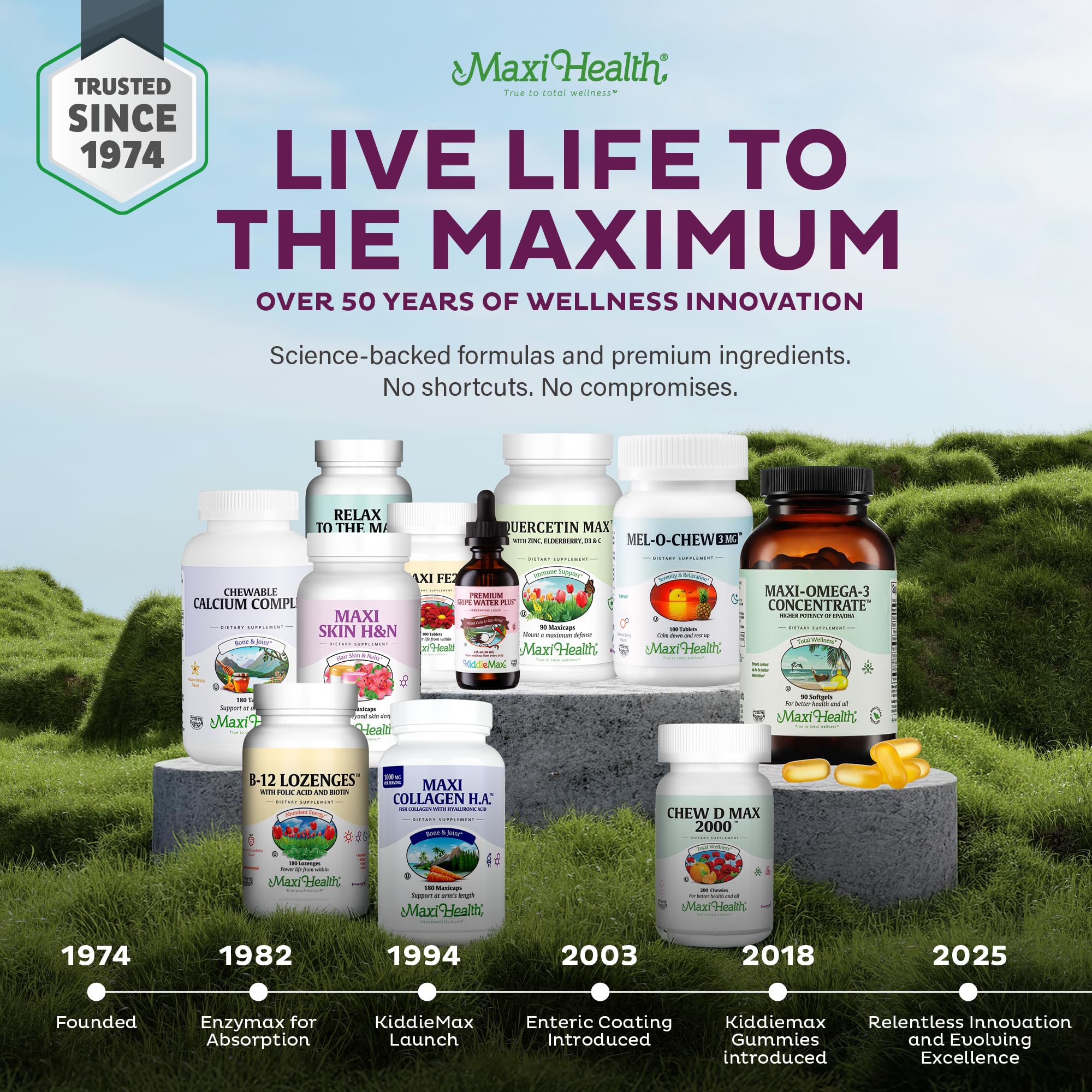Presentación en caja Maxi Health, producto Kosher de 90 cápsulas