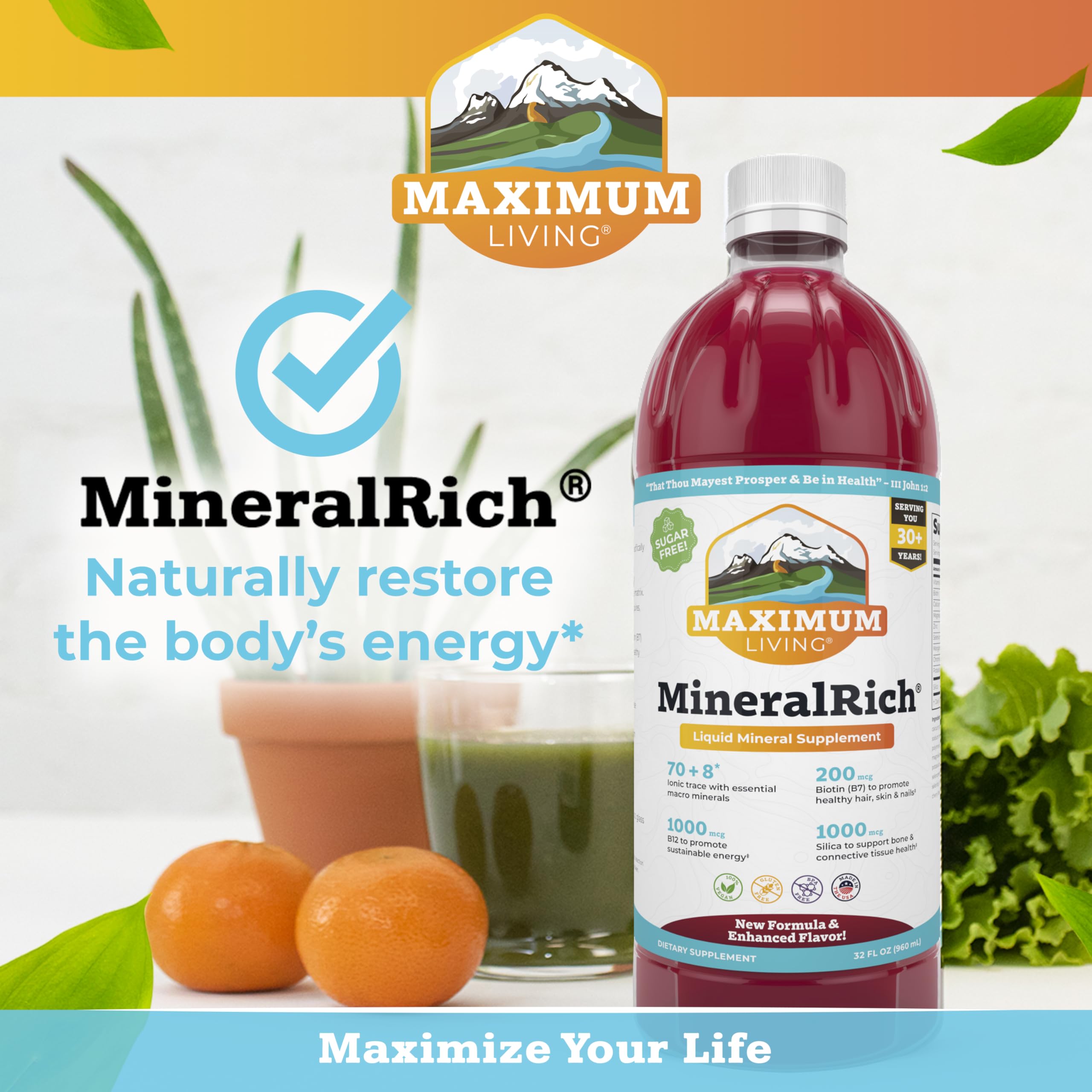 Maximum Living MineralRich dosificador para medida fácil y precisa