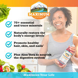 Maximum Living MineralRich etiqueta detallada con ingredientes y porciones