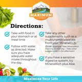 Maximum Living MineralRich porción medida para consumo diario