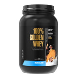 Maxler 100% Golden Whey, frente del envase, ideal para empezar sesiones de entrenamiento.