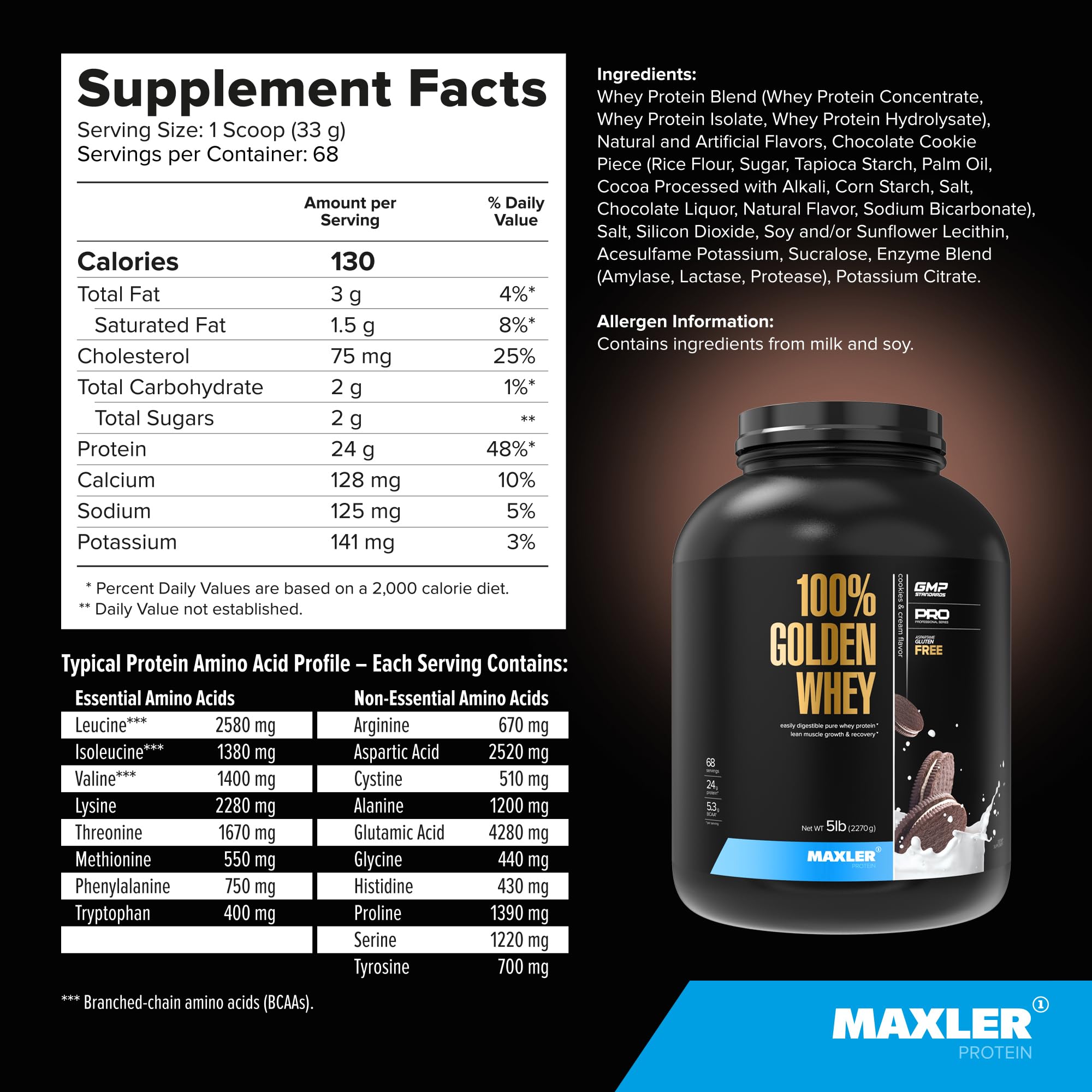 Maxler proteína de suero dorada ideal como bebida postentrenamiento para recuperación.