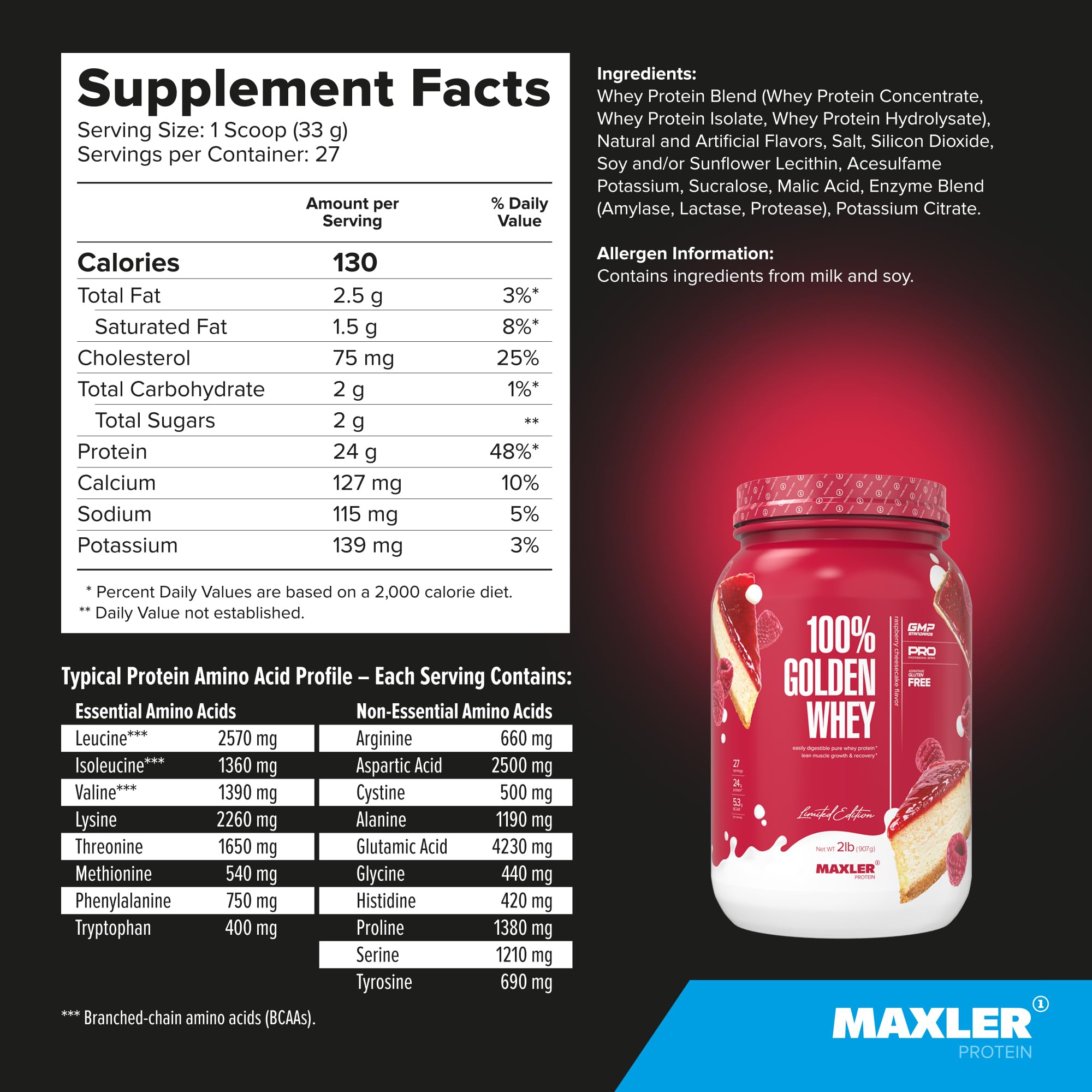 Maxler 100% Golden Whey, post-entrenamiento para recuperación rápida.