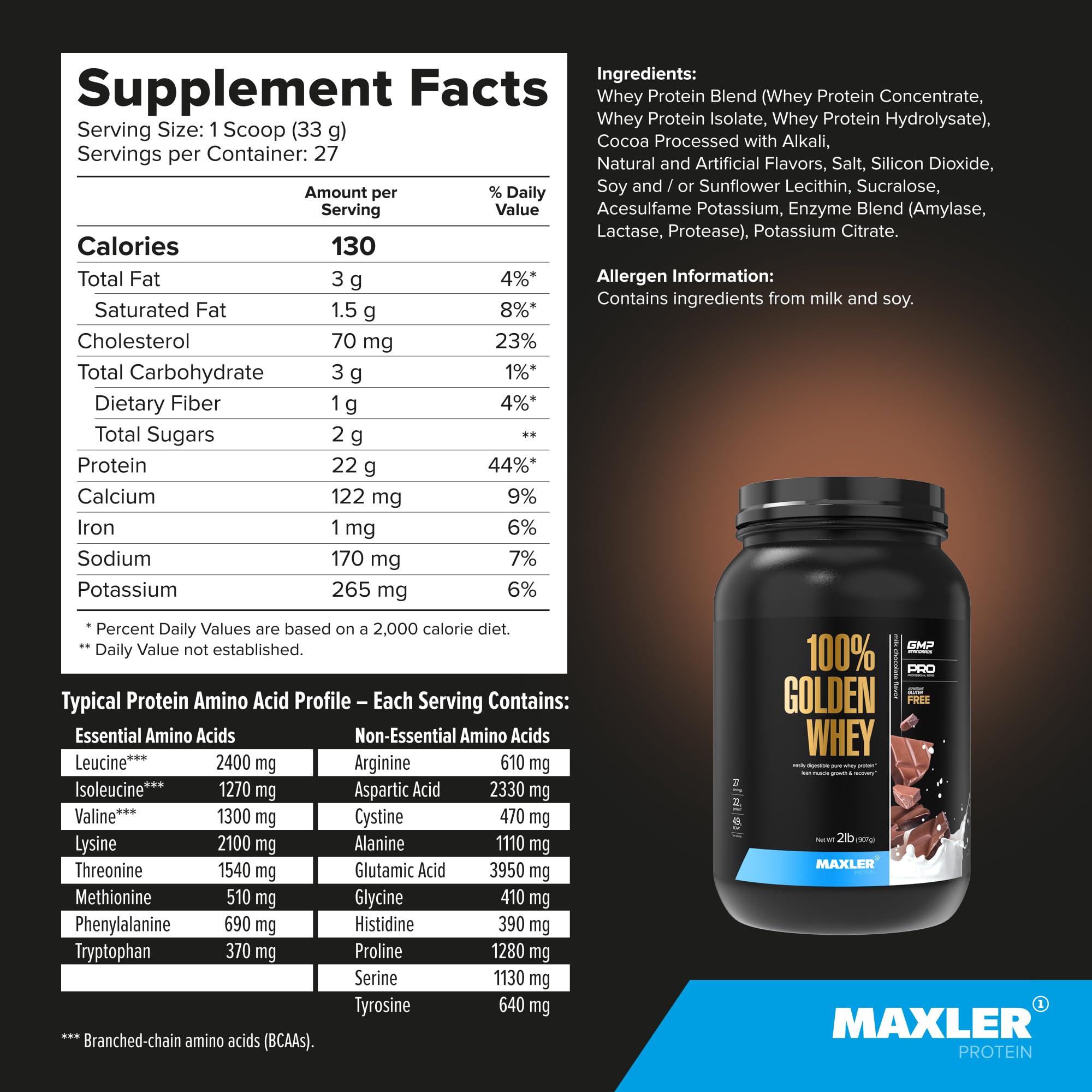 Maxler 100% Golden Whey, preparado rápido para post-entrenamiento.