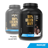 Etiqueta de Maxler 100% Golden Whey con información nutricional clave.