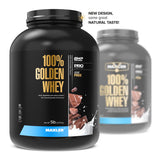 Maxler 100% Golden Whey en shaker listo para batidos.