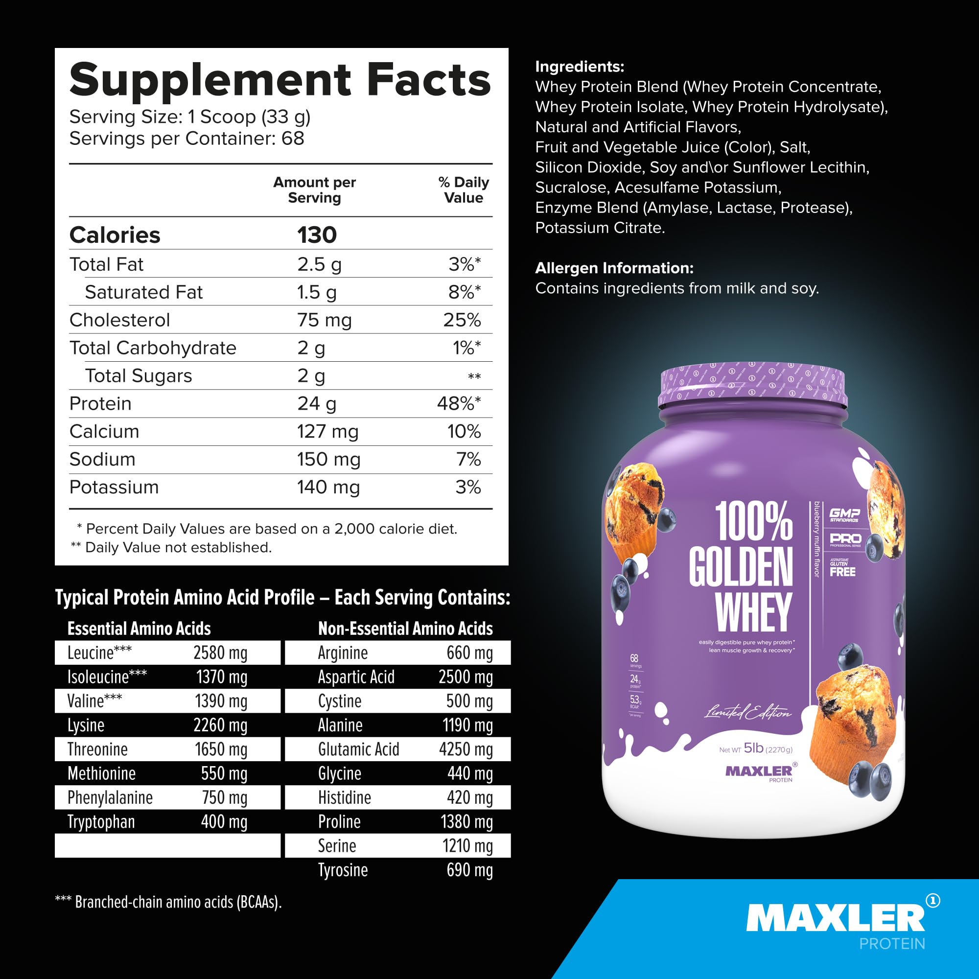 Maxler 100% Golden Whey, uso en repostería casera, textura rica para hornear.
