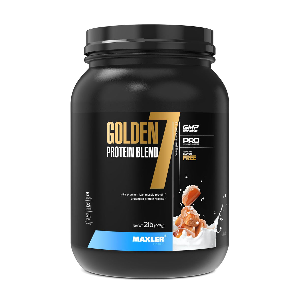 Maxler Golden 7 en lata de 907 g, opción práctica para consumo diario de proteína