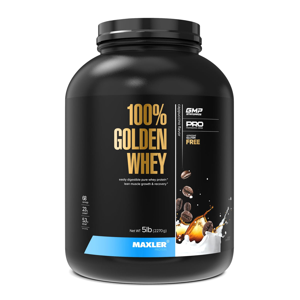 Maxler 100% Golden Whey cappuccino en lata batido proteico sabroso para entrenar