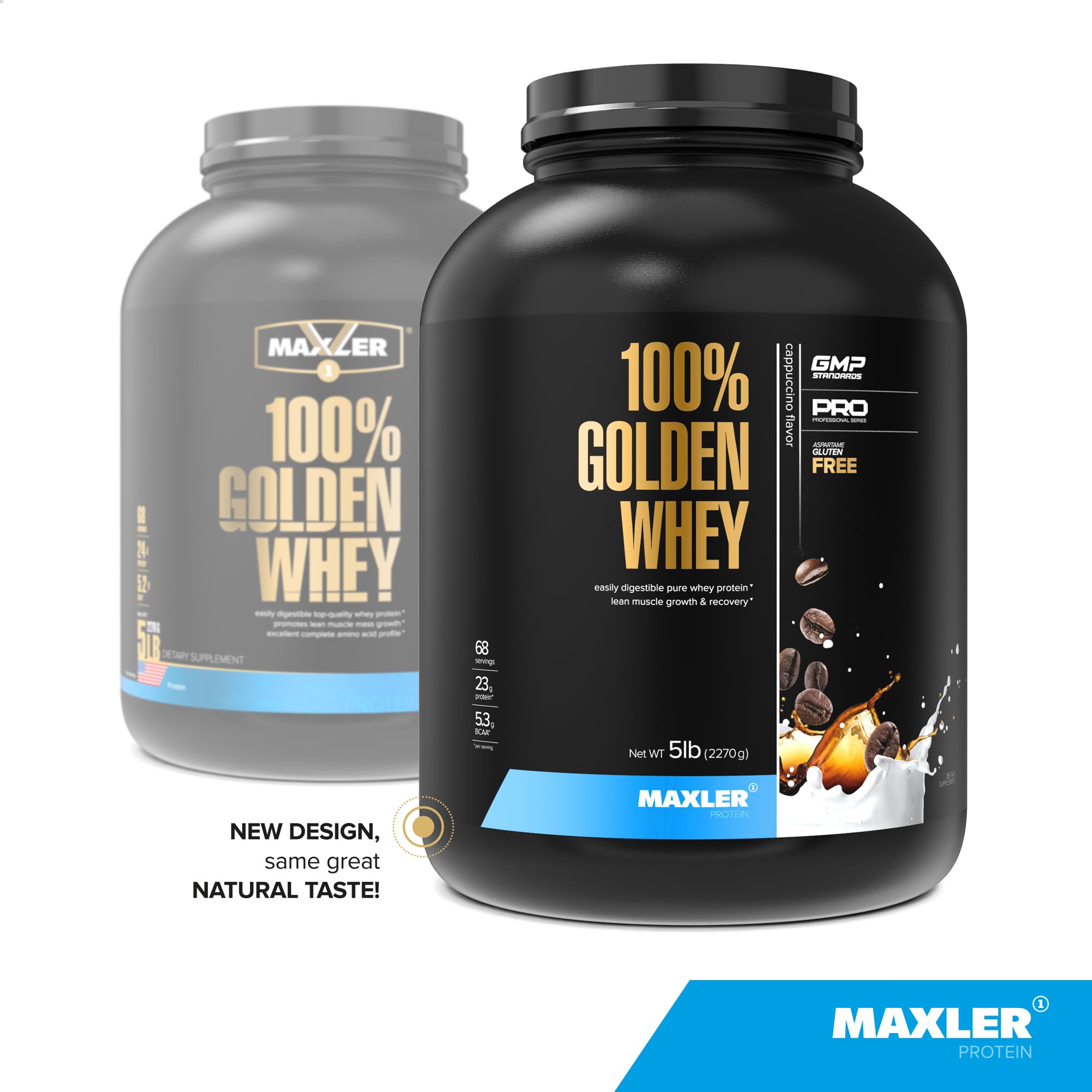 Medidor de Maxler Golden Whey cappuccino para batidores fáciles