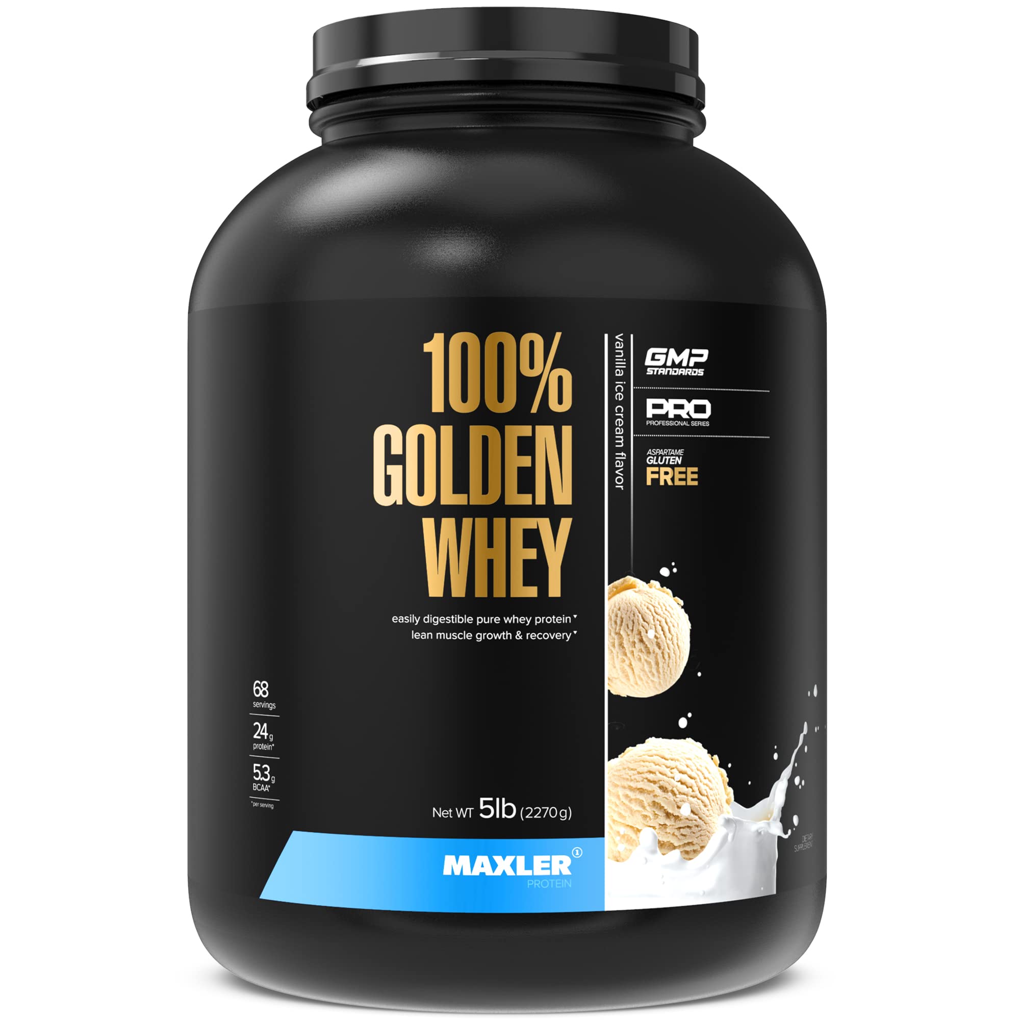 Maxler proteína de suero: bote frontal para entrenamientos