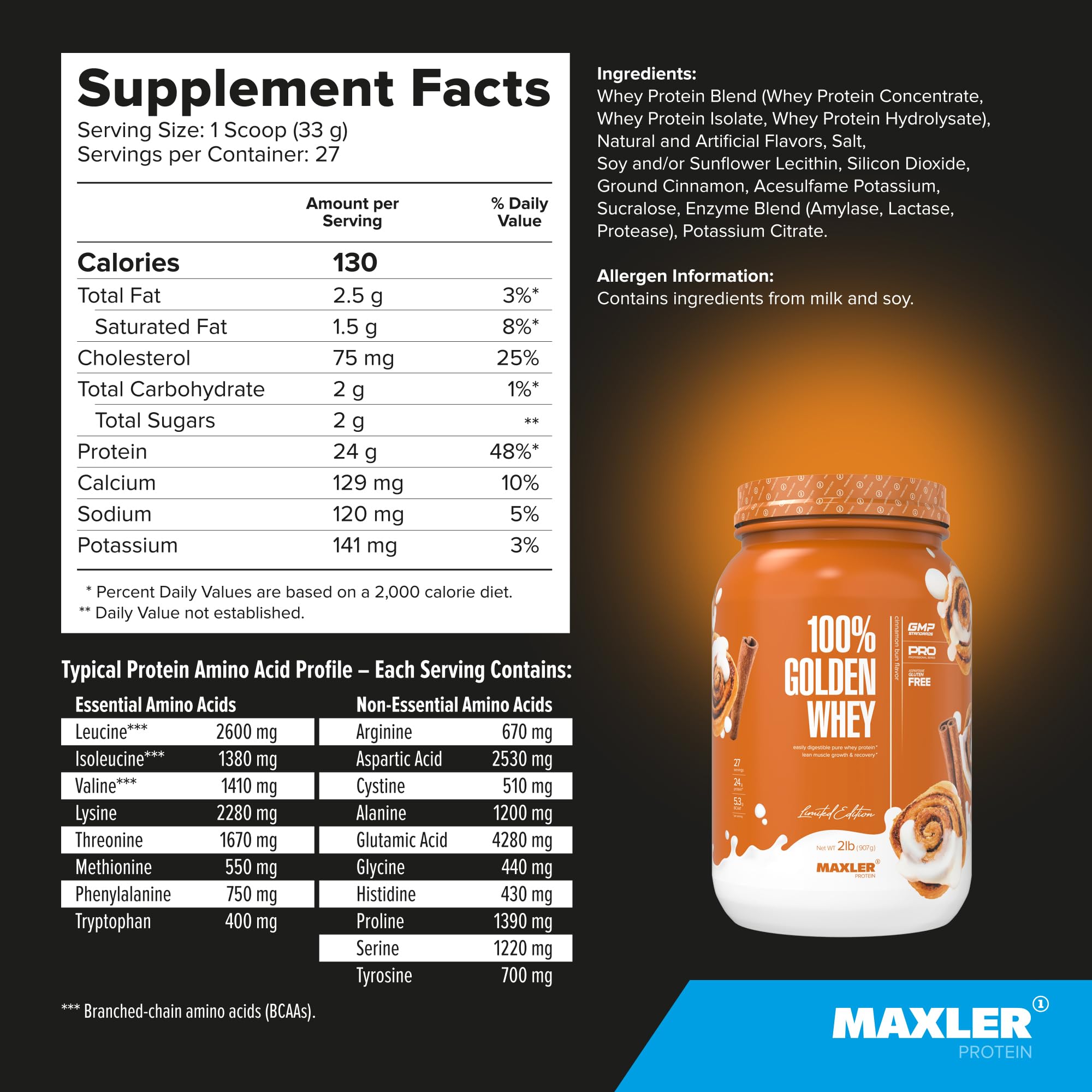 Envase con sabor Canela y Bollos de Maxler listo para usar.