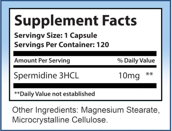 MAXLIFE NATURALS Spermidina 3HCL botella: dosis convenientes para la energía diaria