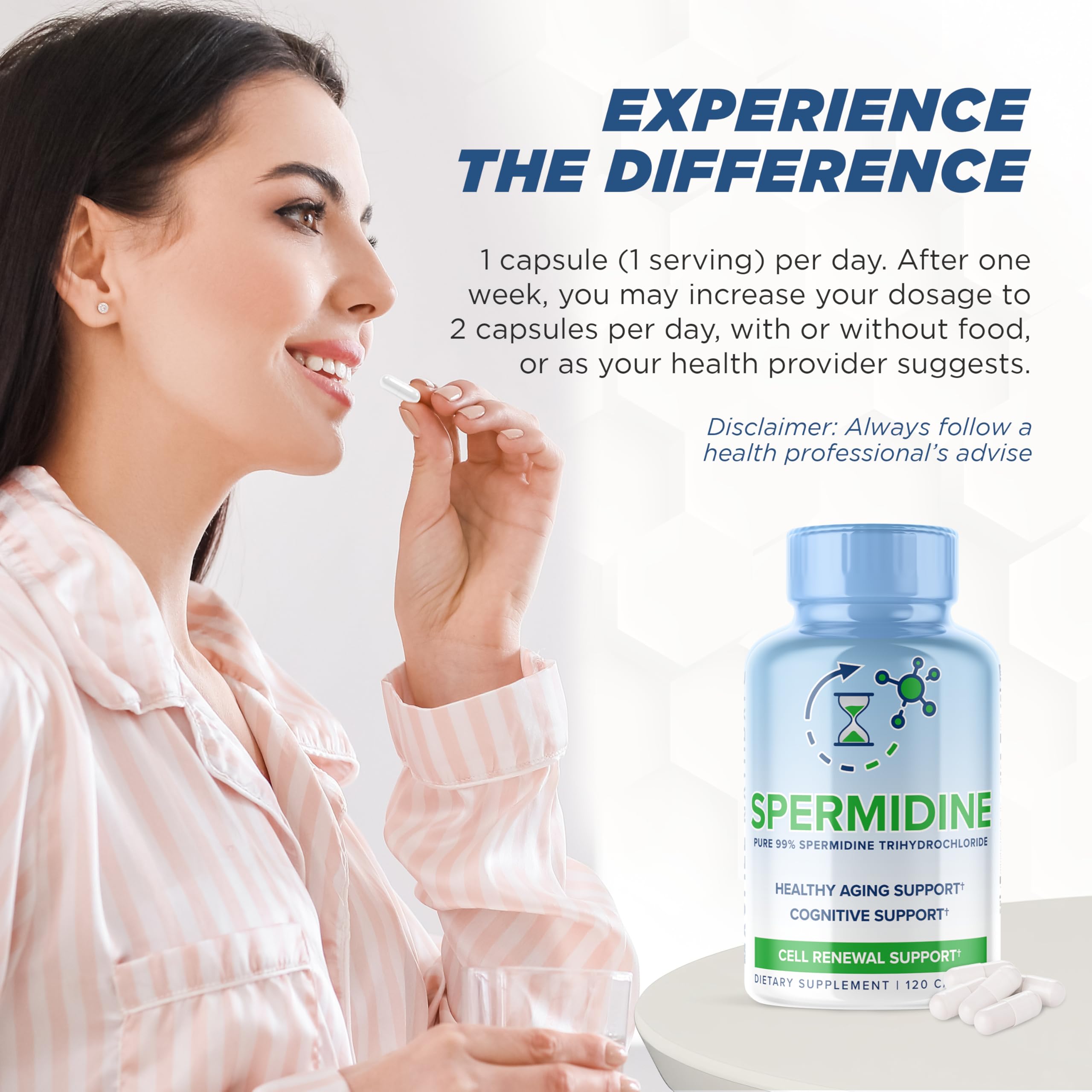 MAXLIFE NATURALS Spermidina 3HCL botella en mesa: estilo de vida activo